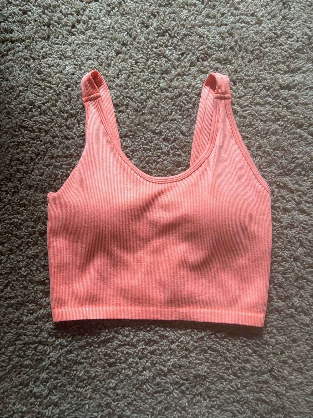 90 Degree By Reflex Coral Pink Ribbed Tank Sports Bra